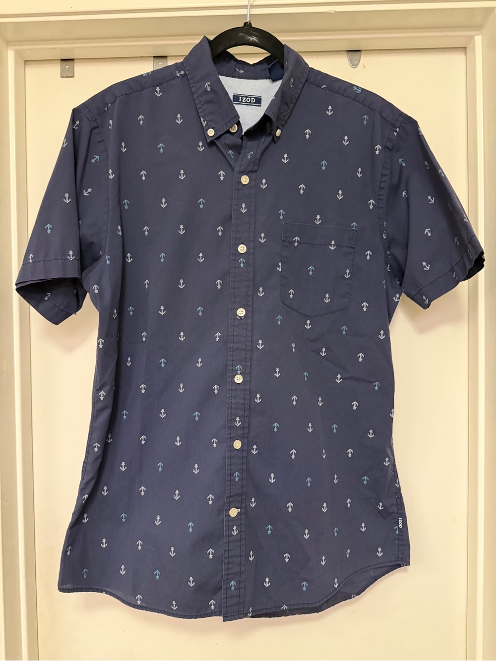 IZOD Men’s Navy Anchor-Print Button-Down Shirt Size M